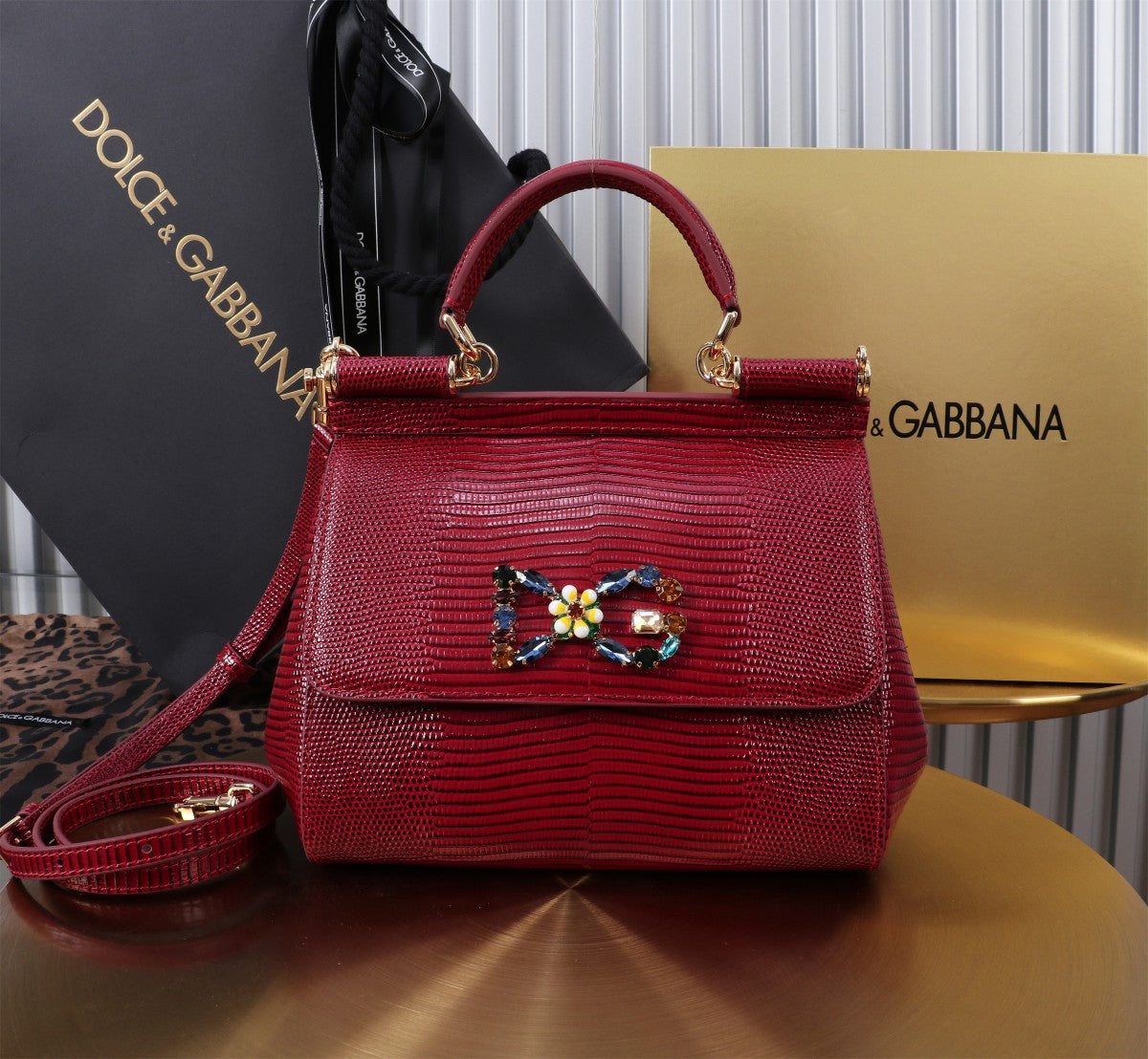 Dolce & Gabbana Embellished Handbag – Jeweled DG & Bow Motifs