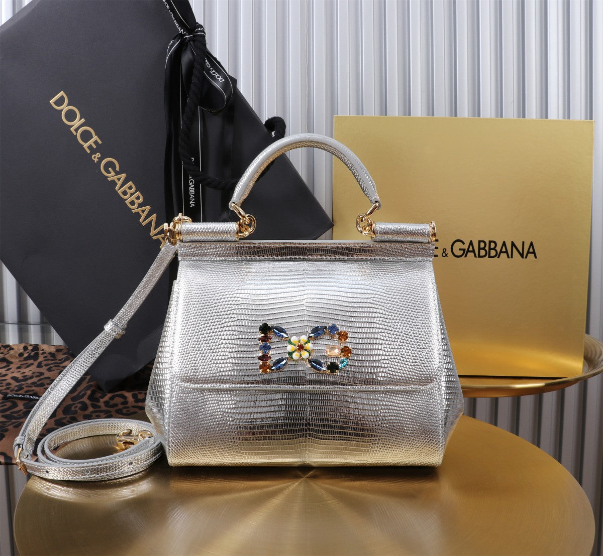 Dolce & Gabbana Embellished Handbag – Jeweled DG & Bow Motifs