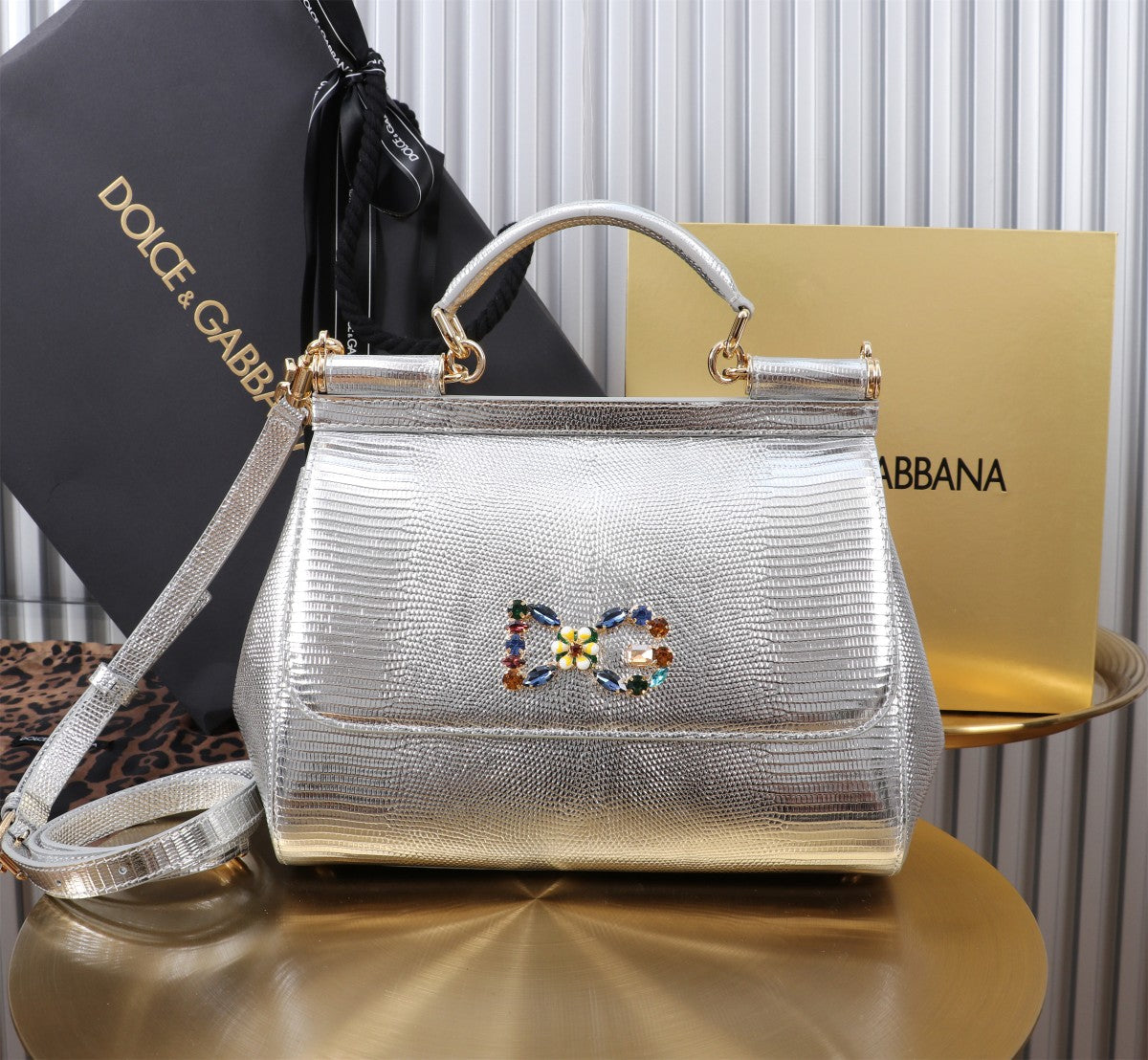 Dolce & Gabbana Embellished Handbag – Jeweled DG & Bow Motifs