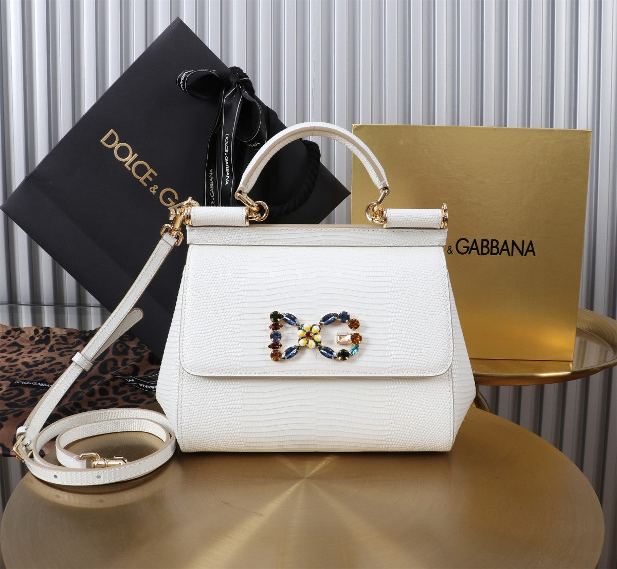 Dolce & Gabbana Embellished Handbag – Jeweled DG & Bow Motifs