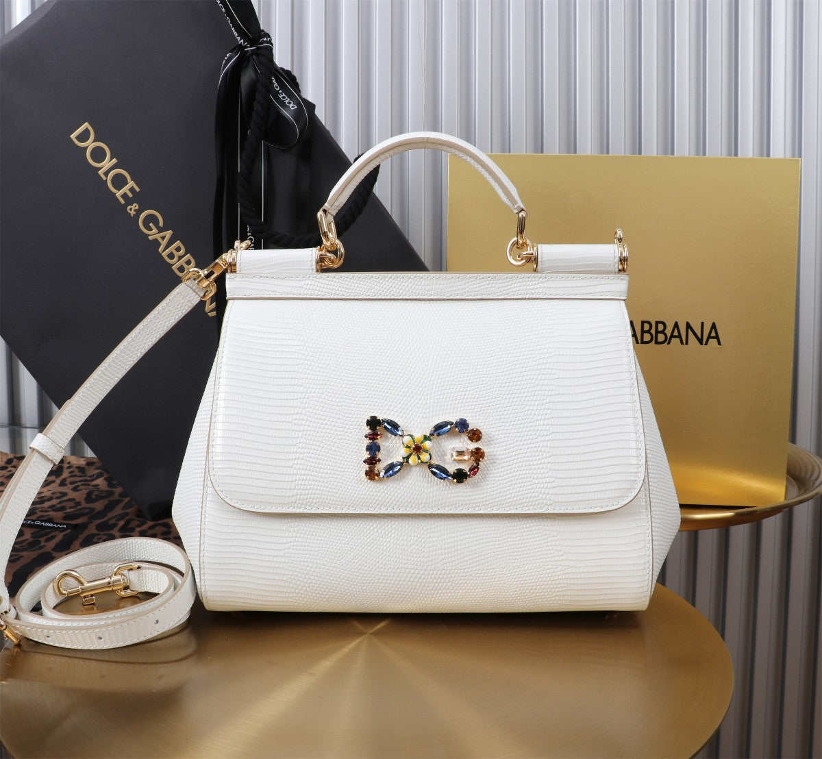 Dolce & Gabbana Embellished Handbag – Jeweled DG & Bow Motifs