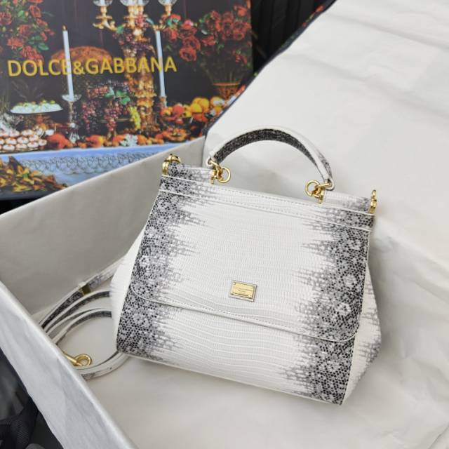 Dolce & Gabbana Classic Lizard-Embossed Calfskin Handbag